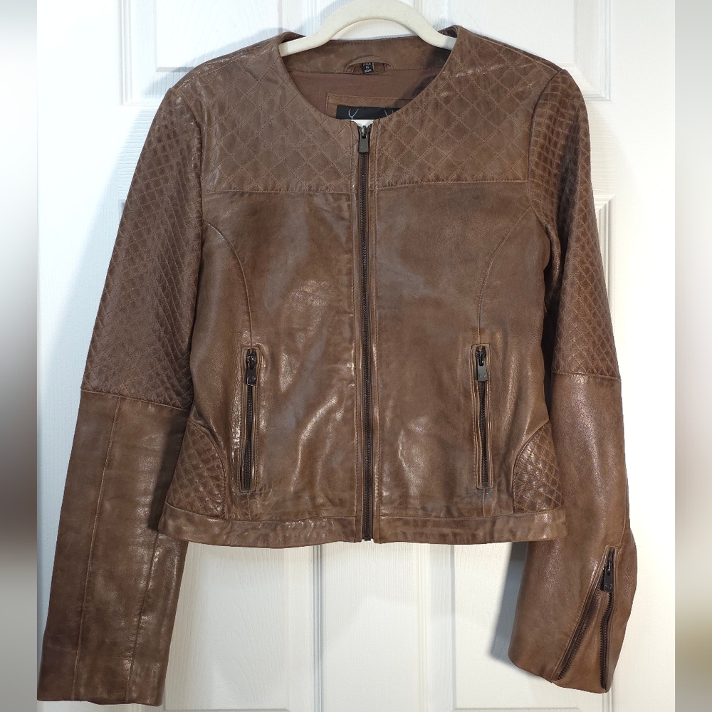 Bod & Christensen lambskin leather jacket size M Quilted Biker Cotton Linning - Picture 2 of 14